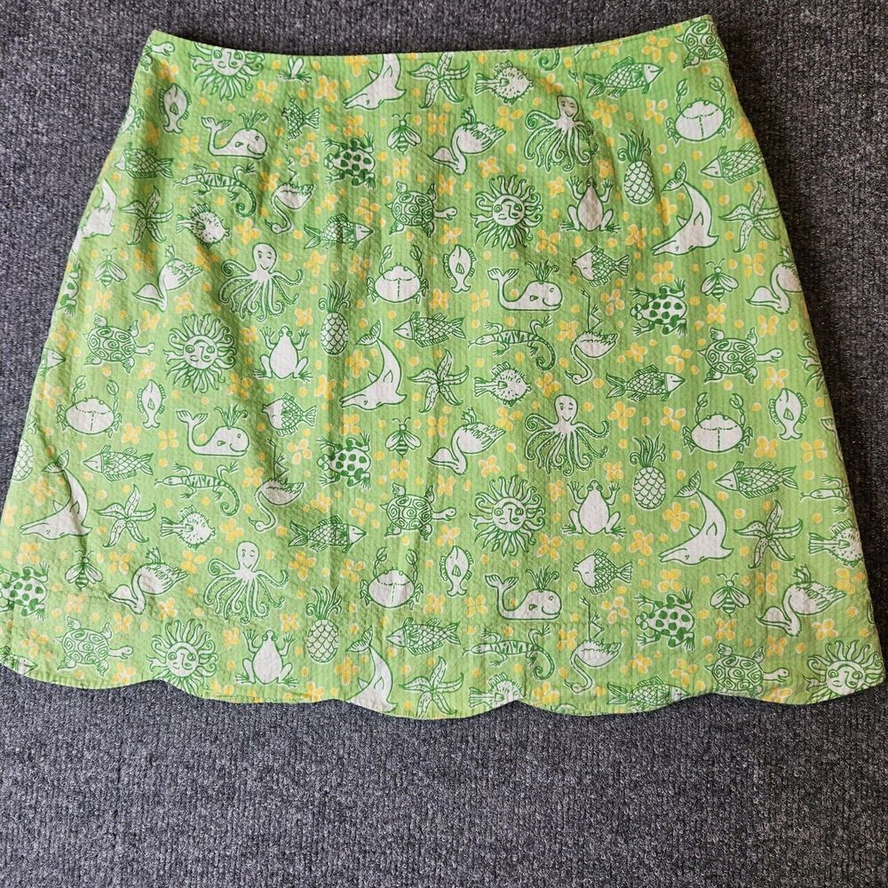 Lilly‎ Pulitzer Seersucker Skirt Scalloped Hem Green Size 8